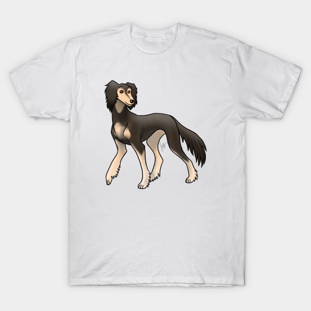 Dog - Saluki - Feathered Black and Tan T-Shirt by Jen's Dogs Custom Gifts and Designs